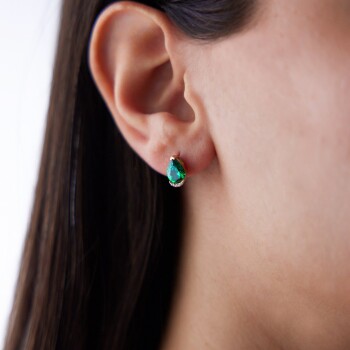 Yeşil Taşlı Küpe - Mazal