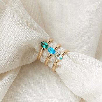 Yeşil Taşlı Oval Yüzük - Rayna (1)