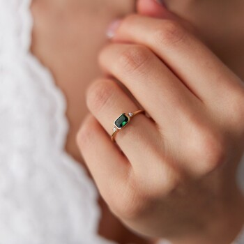 Yeşil Taşlı Retro Yüzük - Gökhan Bera