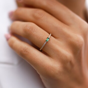 Yeşil Yarımtur Su Yolu Yüzük - Cemart