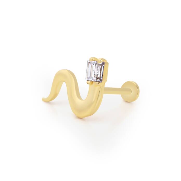 Yılan Desen Baget Taşlı Tragus Piercing - 1