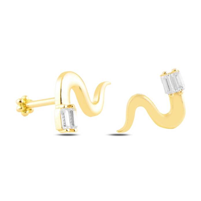 Yılan Desen Baget Taşlı Tragus Piercing - 2