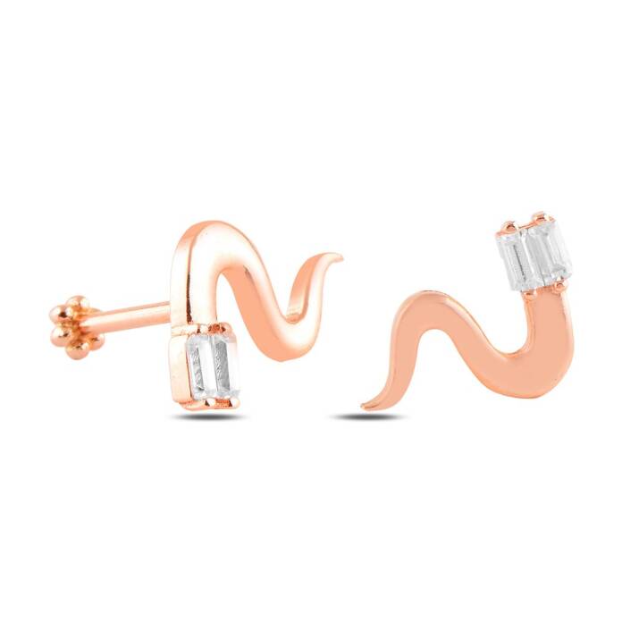 Yılan Desen Baget Taşlı Tragus Piercing - 3