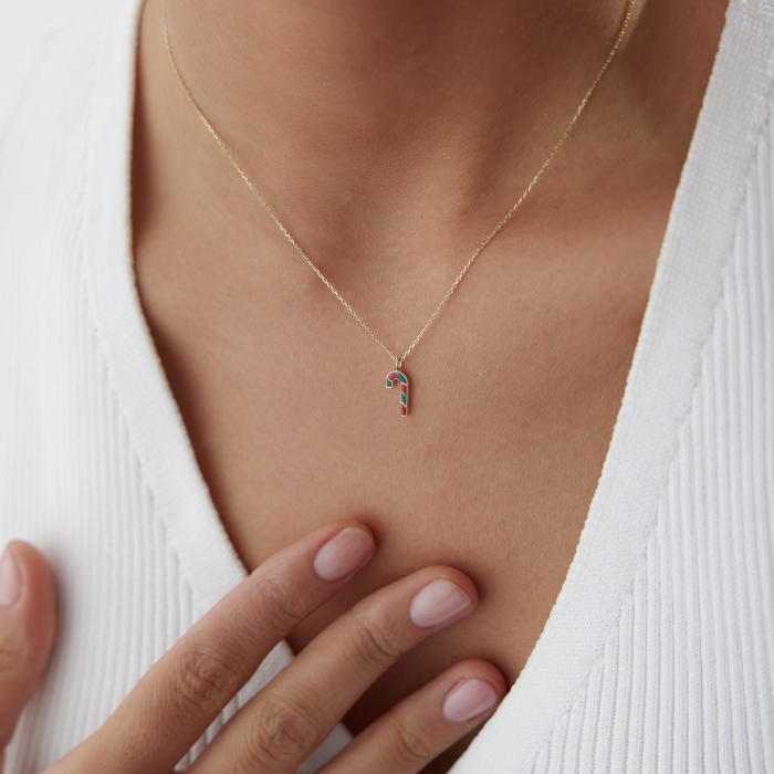 Yılbaşı Baston Şeker Kolye - Alen (1)