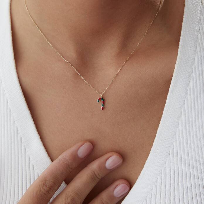 Yılbaşı Baston Şeker Kolye - 1