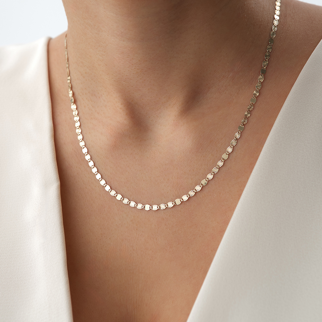 Yıldız Detaylı Yuvarlak Zincir Altın Kolye - 1