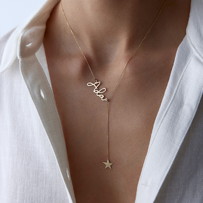 Yıldız Sallantılı İsim Kolye - Özkonak (1)