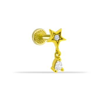 Yıldız Taş Sallantılı Minimal Tragus Piercing - Dianora