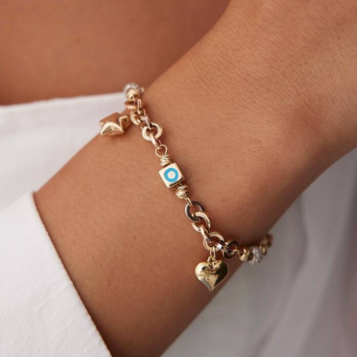 Yıldızlı Kalpli Charm Bileklik - 1
