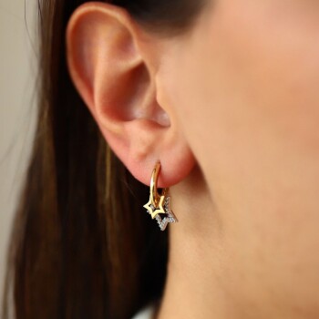 Yıldızlı Mini Halka Küpe - Arax