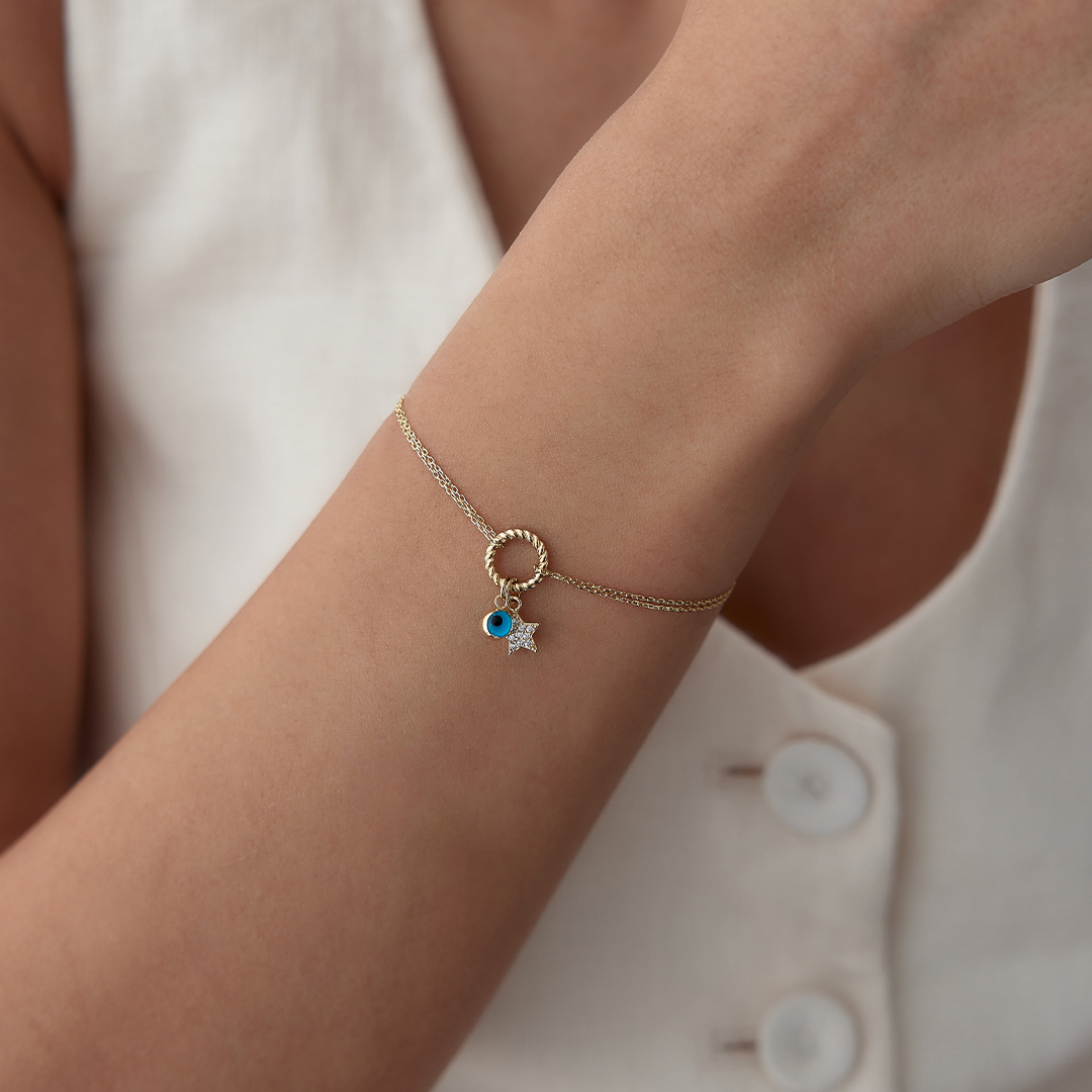 Yıldızlı Nazar Boncuklu Charm Bileklik - 2