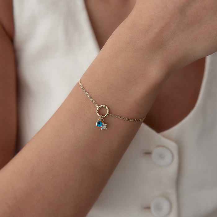 Yıldızlı Nazar Boncuklu Charm Bileklik - Nüans (1)