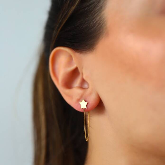 Yıldızlı Zincir Küpe - 1