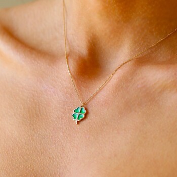 Yonca İçi Yeşil Kolye - Alen