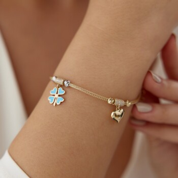 Yonca ve Kalp Charmlı Bileklik - 3