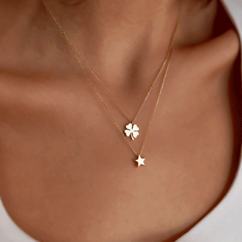 Yoncalı Yıldızlı İkili Kolye - Alen