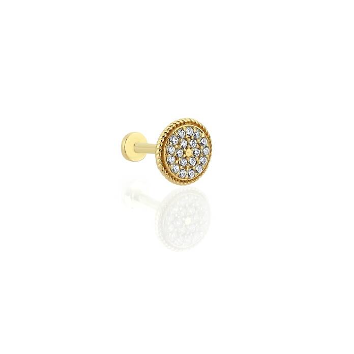 Yuvarlak İşleme Detaylı Taşlı Tragus Piercing - 1