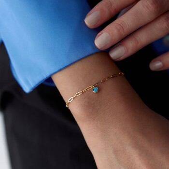 Yuvarlak Mavi Taşlı Charm Bileklik - Alen
