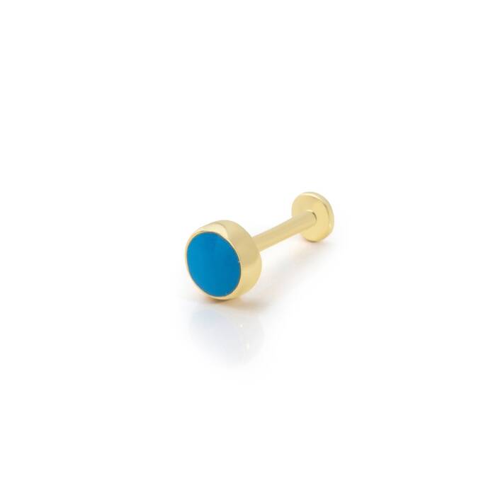 Yuvarlak Model Mavi Mine Tragus Piercing - 1