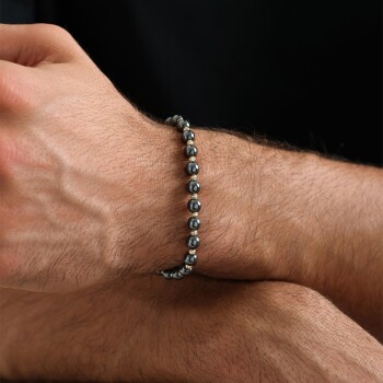 Yuvarlak Onix Taşı İpli Erkek Bileklik - Koçak