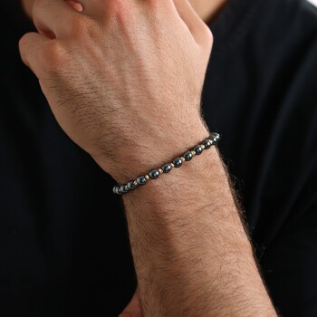 Yuvarlak Onix Taşı İpli Erkek Bileklik - Koçak (1)