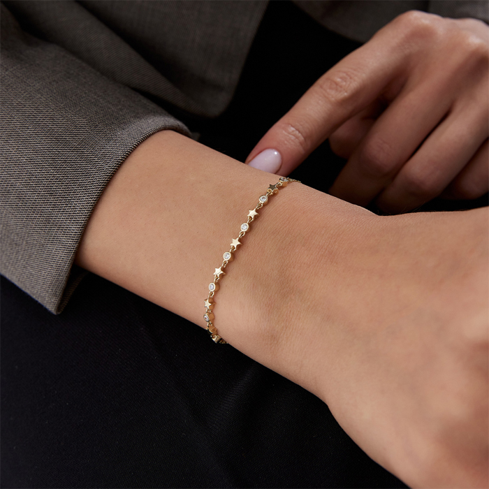 Yuvarlak Taş ve Yıldızlı Bileklik - Özçelik (1)