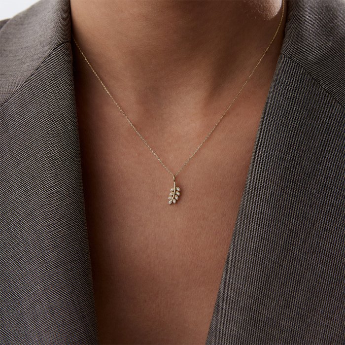 Zeytin Dalı Taşlı Kolye - Alen