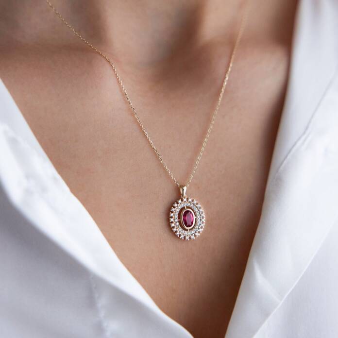 Zoe Pink Taşlı Kolye - 1