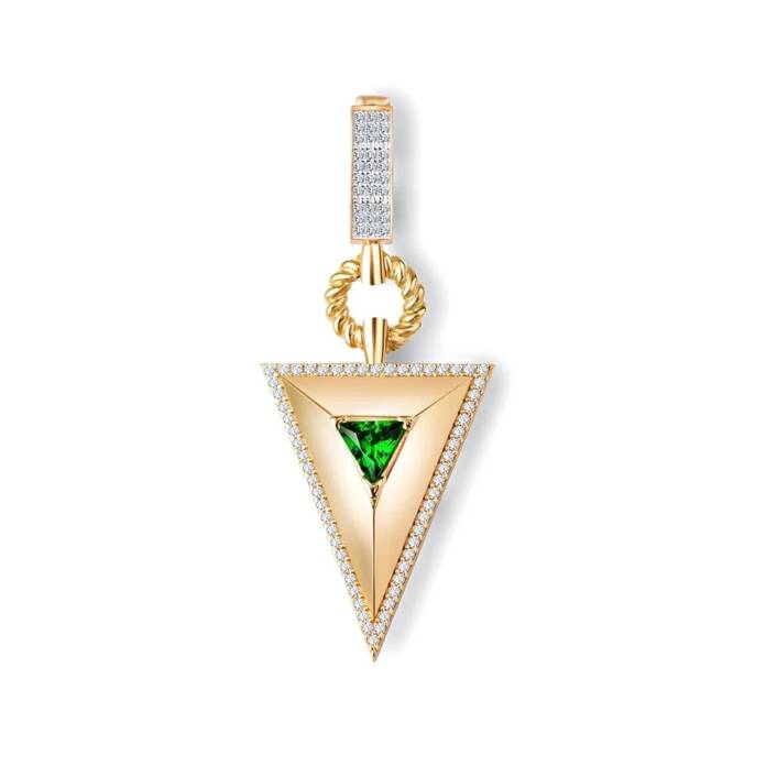 Zümrüt Taşlı Üçgen Charm - 1